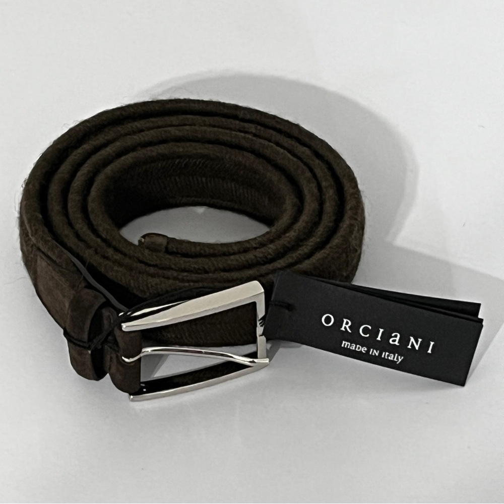 Orciani Brown Elastic Wool and Suede Leather Belt